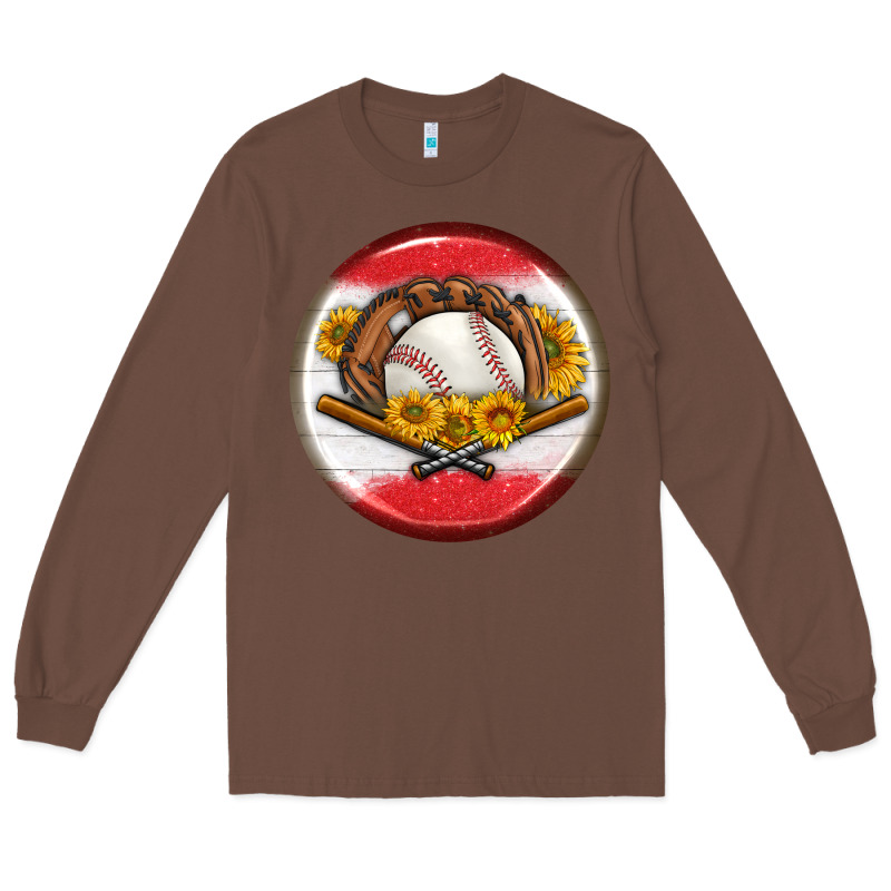 Baseball With Sunflower Round Earrings Long Sleeve Tee by BundleAndBundleShop | Teevron