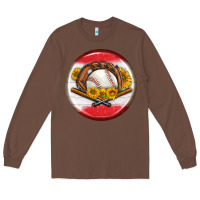 Chestnut baseball with sunflower round earrings Long Sleeve Tee - BundleAndBundleShop