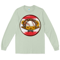 Matcha baseball with sunflower round earrings Long Sleeve Tee - BundleAndBundleShop