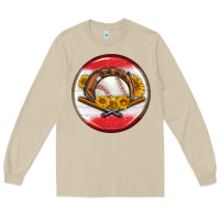 Mushroom baseball with sunflower round earrings Long Sleeve Tee - BundleAndBundleShop