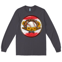 Smoke baseball with sunflower round earrings Long Sleeve Tee - BundleAndBundleShop