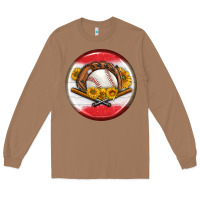 Toasted Coconut baseball with sunflower round earrings Long Sleeve Tee - BundleAndBundleShop