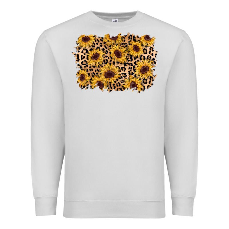 Sunflower Leopard Background Premium Sweatshirt by AdoDesignShop | Teevron