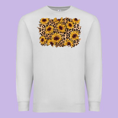 Sunflower Leopard Background Premium Sweatshirt Designed By Adodesignshop