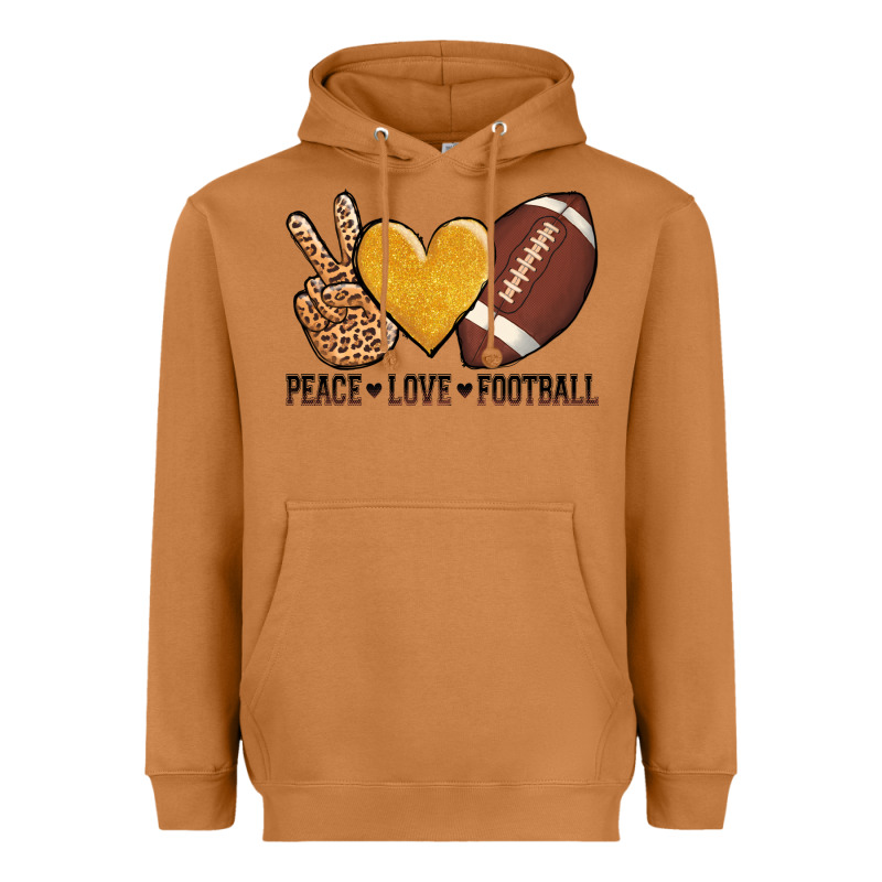 Peace Love Football Heavyweight Hoodie by AdoDesignShop | Teevron