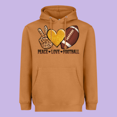 Peace Love Football Heavyweight Hoodie Designed By Adodesignshop