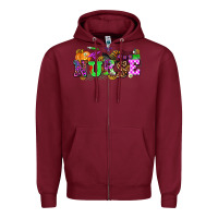 Burgundy halloween nurse Zipper Hoodie - AdoDesignShop