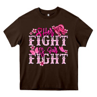 Chocolate Brown Her fight is our fight Cancer Awareness Heavy Core Tee - HowdyJamesFarm