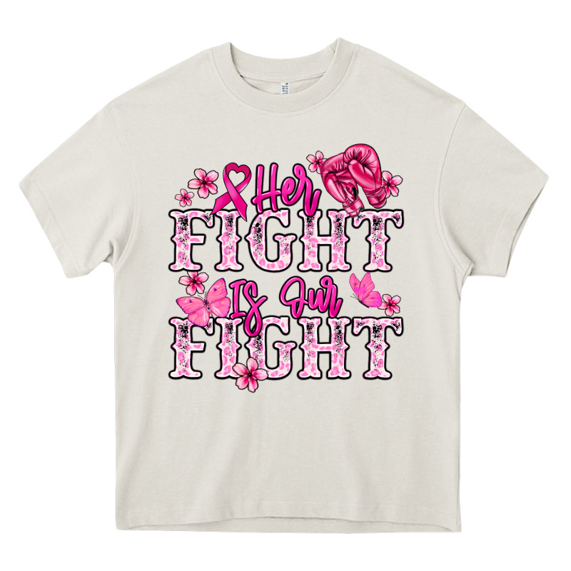 Her Fight Is Our Fight Cancer Awareness Heavy Core Tee by HowdyJamesFarm | Teevron