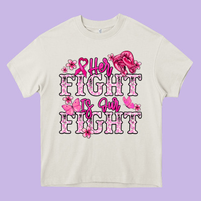 Her Fight Is Our Fight Cancer Awareness Heavy Core Tee Designed By Howdyjamesfarm