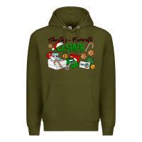 Army Green Santa's Favorite Cashier Premium Hoodie - LillyAllenDesigns
