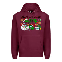 Burgundy Santa's Favorite Cashier Premium Hoodie - LillyAllenDesigns