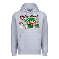 Heather Grey Santa's Favorite Cashier Premium Hoodie - LillyAllenDesigns