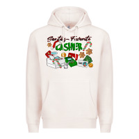 Pale Pink Santa's Favorite Cashier Premium Hoodie - LillyAllenDesigns