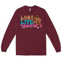 Burgundy Western Long Live Cowgirls With Roses Long Sleeve Tee - BundleAndBundleShop