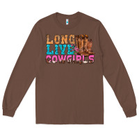 Chestnut Western Long Live Cowgirls With Roses Long Sleeve Tee - BundleAndBundleShop