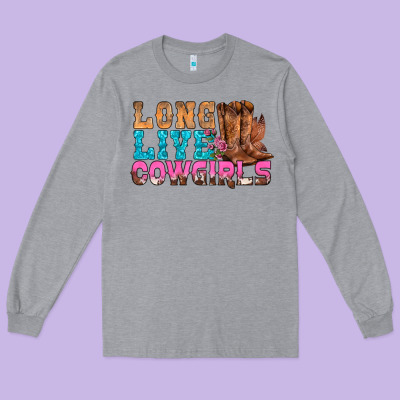 Western Long Live Cowgirls With Roses Long Sleeve Tee Designed By Bundleandbundleshop