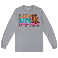 Heather Grey Western Long Live Cowgirls With Roses Long Sleeve Tee - BundleAndBundleShop