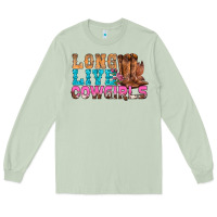 Matcha Western Long Live Cowgirls With Roses Long Sleeve Tee - BundleAndBundleShop