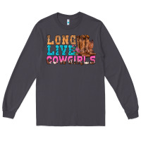 Smoke Western Long Live Cowgirls With Roses Long Sleeve Tee - BundleAndBundleShop
