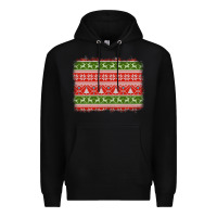 Black knitted christmas reindeer pine tree background Premium Hoodie - Jasminsmagicworld