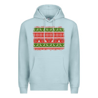 Blue Mist knitted christmas reindeer pine tree background Premium Hoodie - Jasminsmagicworld