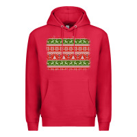 Cardinal knitted christmas reindeer pine tree background Premium Hoodie - Jasminsmagicworld