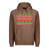 Chestnut knitted christmas reindeer pine tree background Premium Hoodie - Jasminsmagicworld
