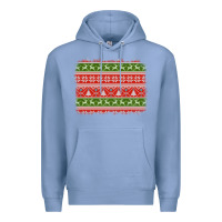 Colony Blue knitted christmas reindeer pine tree background Premium Hoodie - Jasminsmagicworld