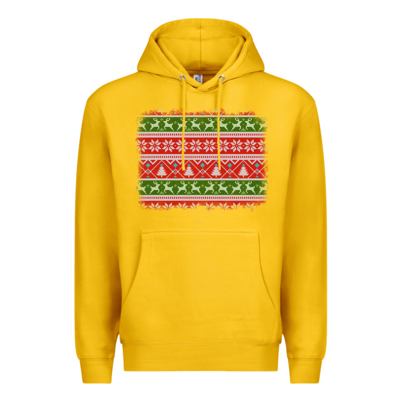 Knitted Christmas Reindeer Pine Tree Background Premium Hoodie by Jasminsmagicworld | Teevron