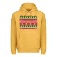 Mustard knitted christmas reindeer pine tree background Premium Hoodie - Jasminsmagicworld