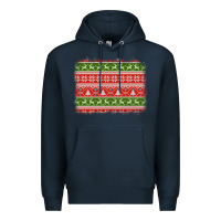 Navy knitted christmas reindeer pine tree background Premium Hoodie - Jasminsmagicworld