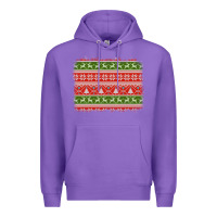 Purple knitted christmas reindeer pine tree background Premium Hoodie - Jasminsmagicworld