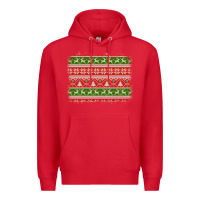 Red knitted christmas reindeer pine tree background Premium Hoodie - Jasminsmagicworld