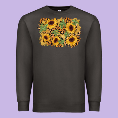 Cactus Leopard Sunflower Glitter Background Premium Sweatshirt Designed By Adodesignshop