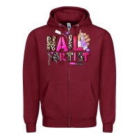 Burgundy nail artist Zipper Hoodie - AdoDesignShop