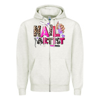 Oatmeal Heather nail artist Zipper Hoodie - AdoDesignShop
