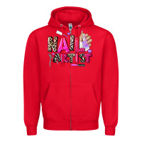 Red nail artist Zipper Hoodie - AdoDesignShop