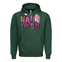 Sports Green nail artist Zipper Hoodie - AdoDesignShop