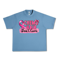 Pebble Blue Breast Cancer Chemo hair don't care Urban Heavy Tee - FaDigitalArtStudio