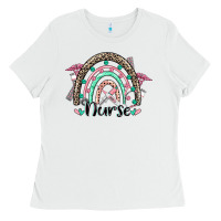 White nurse rainbow Ladies Tee - CowGirlArtShop