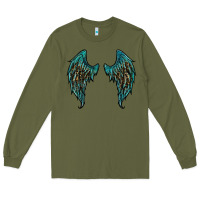 Army Green turquoise leopard wings Long Sleeve Tee - RanaPortraitStore