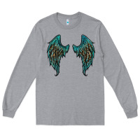 Heather Grey turquoise leopard wings Long Sleeve Tee - RanaPortraitStore