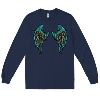 Navy turquoise leopard wings Long Sleeve Tee - RanaPortraitStore