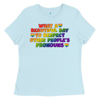 Baby Blue What a beautiful day to respect other people's Ladies Tee - CowGirlArtShop