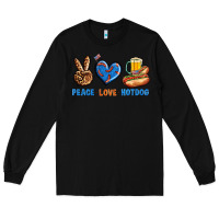 Black Peace Love Hotdog Long Sleeve Tee - BundleAndBundleShop