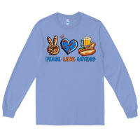 Colony Blue Peace Love Hotdog Long Sleeve Tee - BundleAndBundleShop