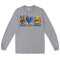 Heather Grey Peace Love Hotdog Long Sleeve Tee - BundleAndBundleShop