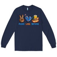 Navy Peace Love Hotdog Long Sleeve Tee - BundleAndBundleShop