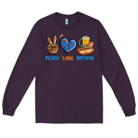 Plum Peace Love Hotdog Long Sleeve Tee - BundleAndBundleShop